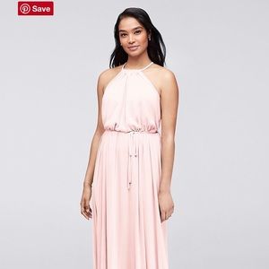 David’s Bridal 
Soft Mesh Halter Bridesmaid Dress